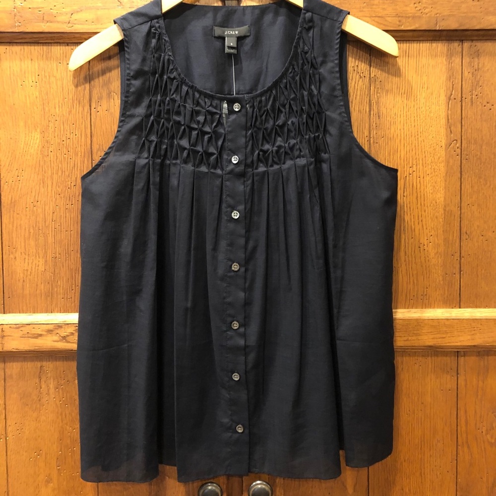 NWT J. Crew Smocked Sleeveless Top